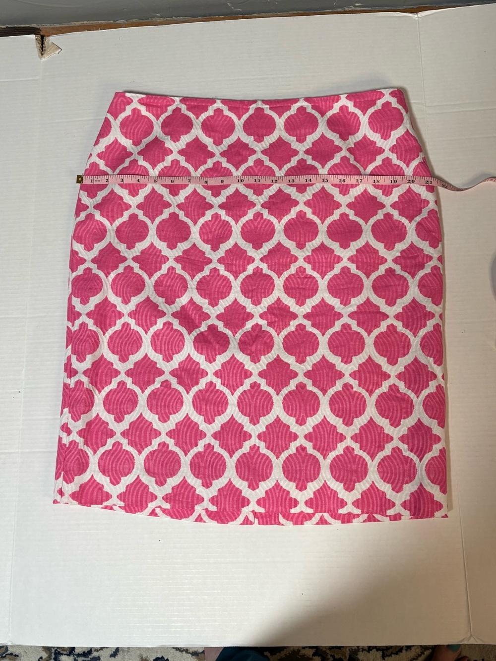 Talbots Pink and White Moroccan-Style Pencil Skirt - Picture 6 of 8